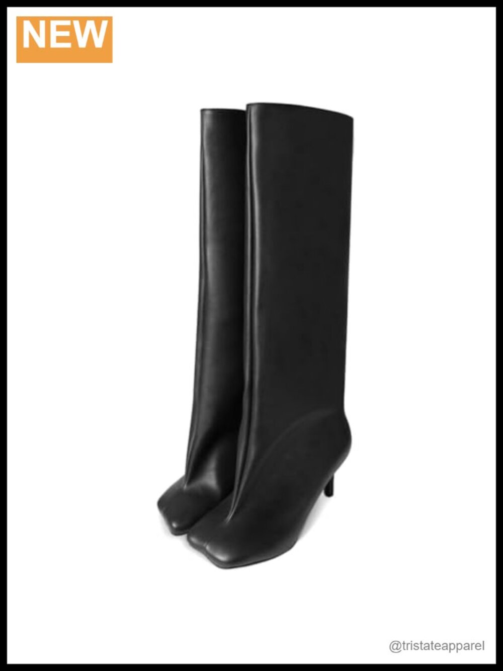 Women's Knee High Boots Square Toe Stiletto Heels Tall Boots PU